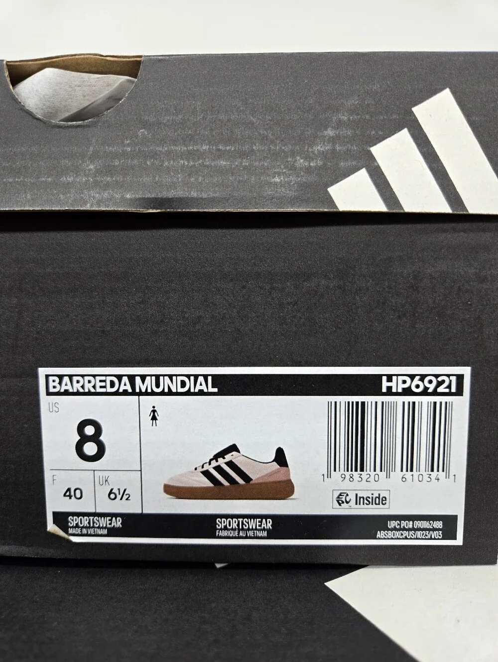 Adidas Women's Barreda Mundial HP6921 Sandy Pink Met. Core Black Shoes Size 8